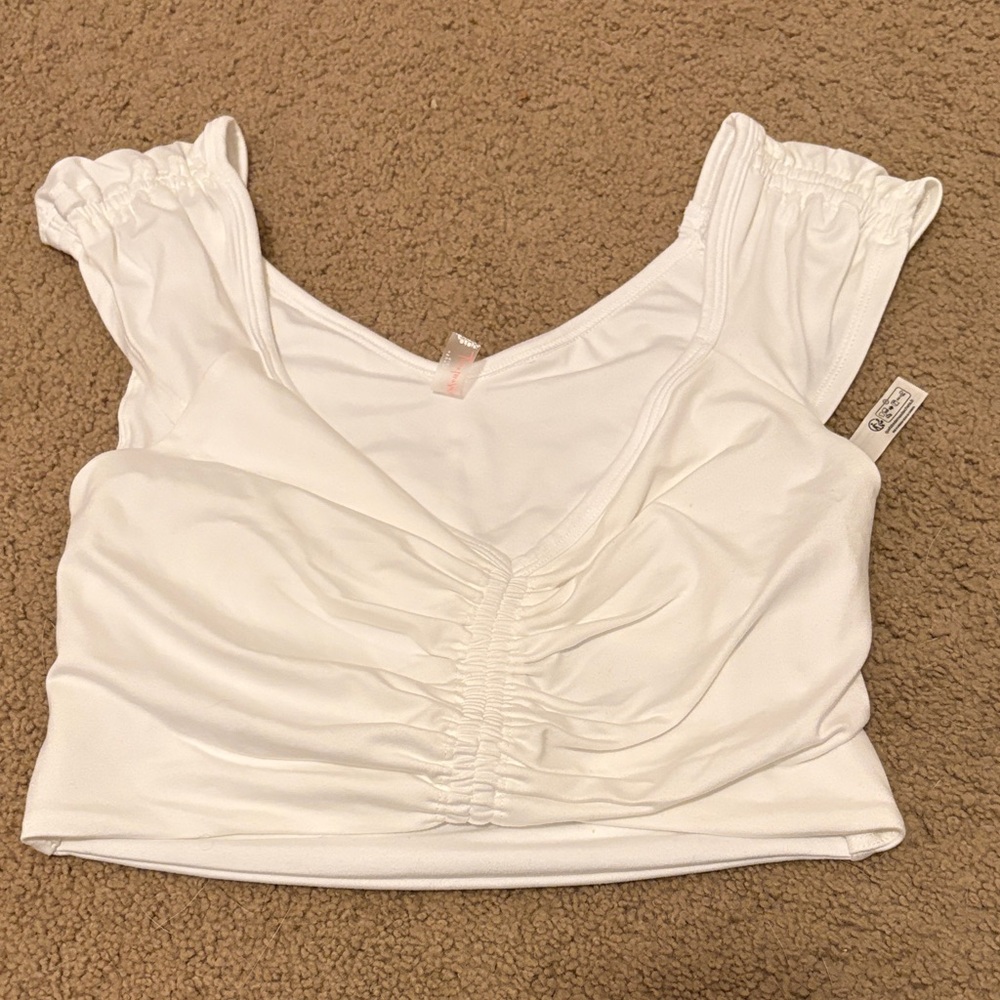 FP Movement by Free People White Ruched Crop Top